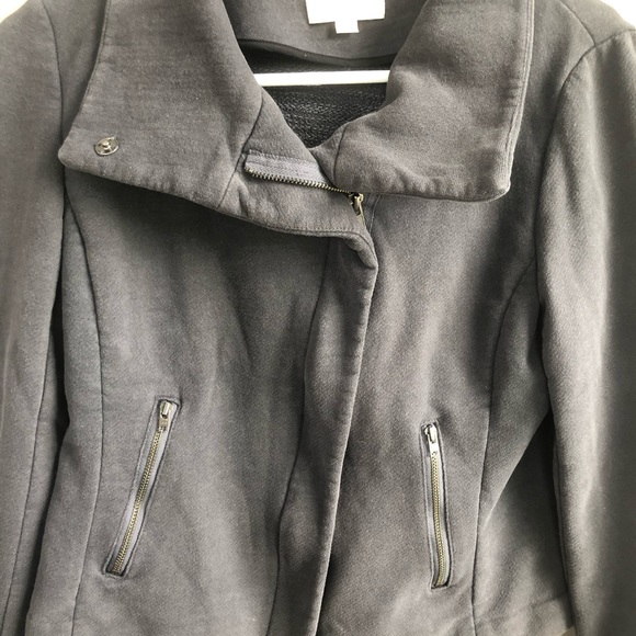 LOFT Gray Moto Cropped Jacket Size S - Picture 2 of 7